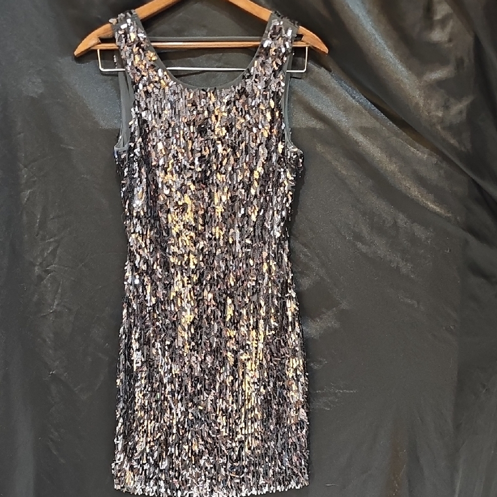 Express Silver Sequin Mini Dress - image 1